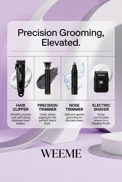 WEEME Professional Cordless Hair Clipper Grooming Kit – USB Rechargeable 4-in-1 Trimmer Set