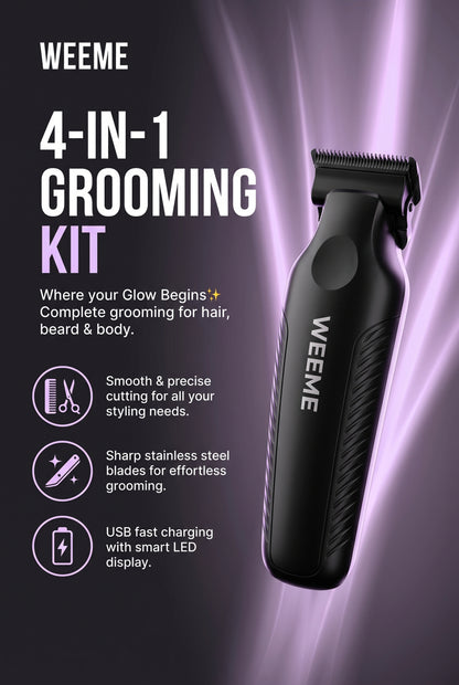 WEEME Professional Cordless Hair Clipper Grooming Kit – USB Rechargeable 4-in-1 Trimmer Set